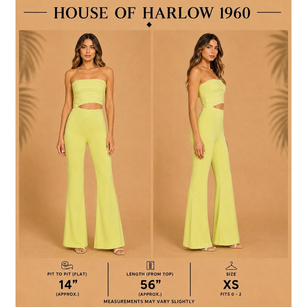 House of Harlow 1960 Lime Green 2 Piece Set Tube Top Wide Leg Pants XS